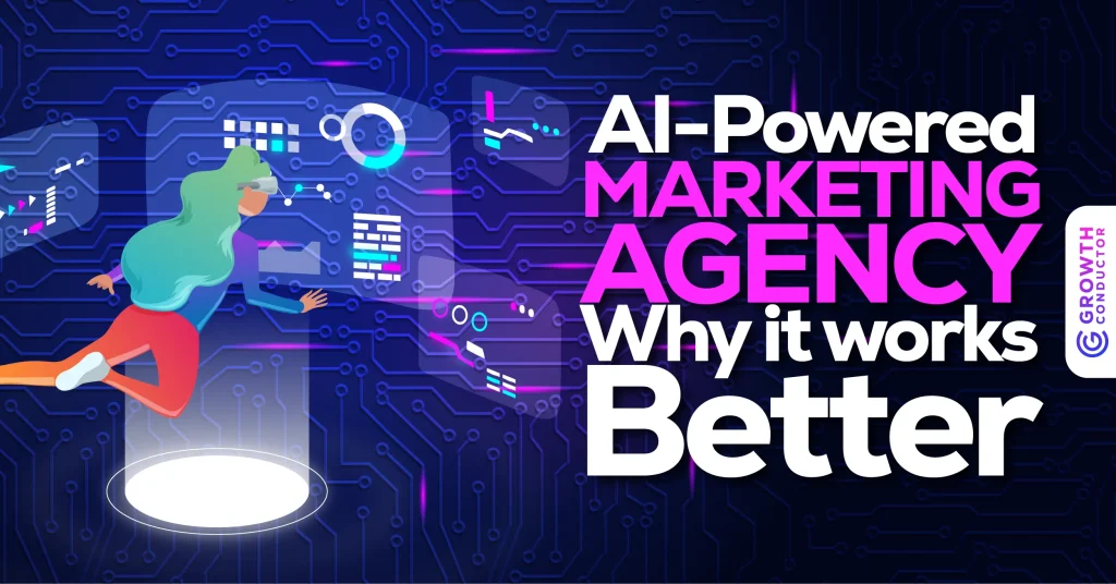 AI-powered marketing agency futuristic digital illustration