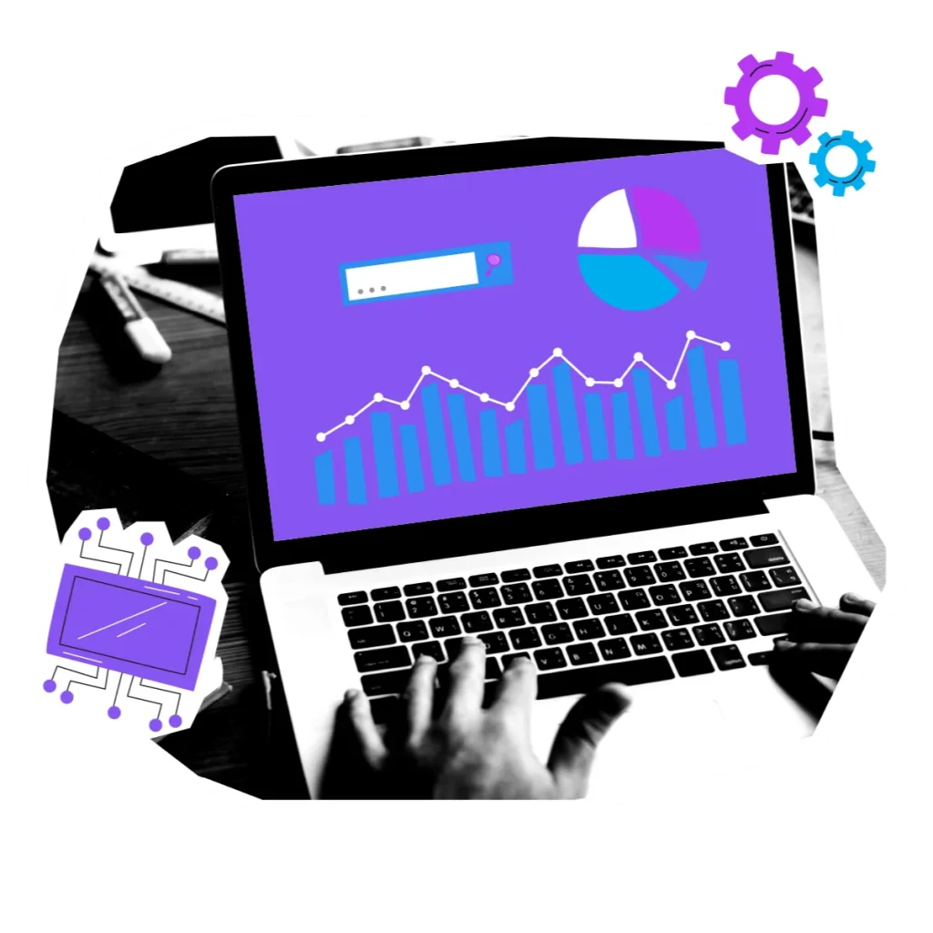 Person analyzing data on laptop screen.